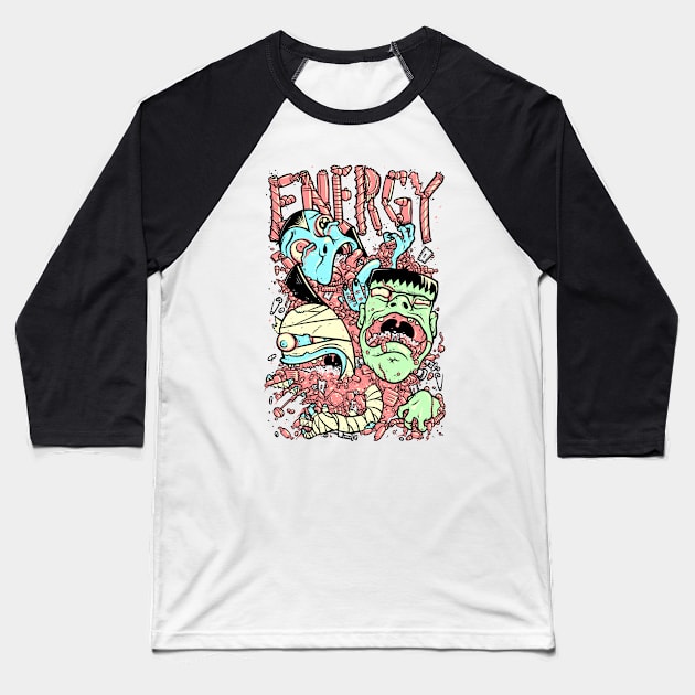 Energy - Halloween Candy Monsters Baseball T-Shirt by ENERGY